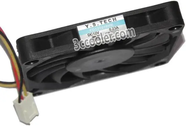 Alt view image 3 of 3 - 70x70x10mm FD127010HB 7cm 70mm 12V 0.23A 3Wire 7010 Cooling Fan