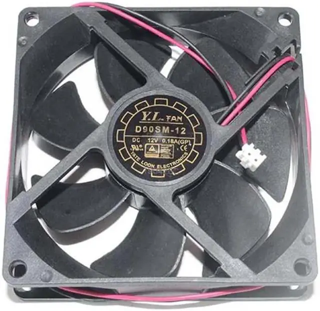 Alt view image 4 of 4 - 9CM D90SM-12 D90SL-12 12V 0.18A 2 Wires 2 Pins Case Fan 90x25mm