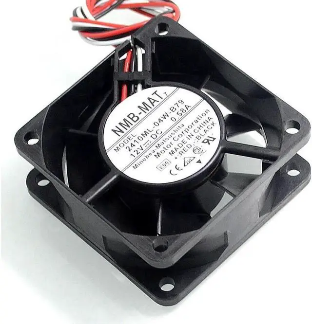 Alt view image 2 of 6 - Original 2410ML-04W-B79 6025 6CM 12V 0.58A three wire speed dual- ball bearing fan 60*60*24mm