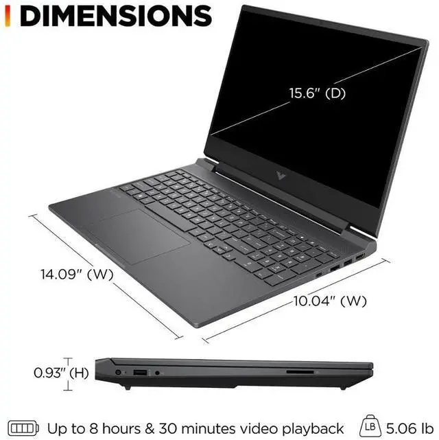 Alt view image 3 of 3 - HP Victus 15.6" 144Hz FHD Gaming Laptop,AMD Ryzen 5 7535HS,16GB DDR5 RAM,512GB SSD,Radeon RX 6550M(Beats RTX 2050),Backlit Keyboard,Windows11 Pro, Mica Silver (16GB RAM/512GB SSD)
