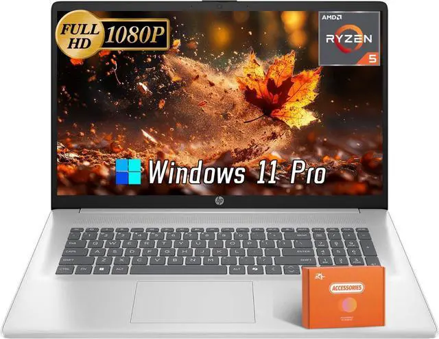 Main image of HP 17 inch Laptop, Microsoft Office Lifetime License & Windows 11 Pro, 17.3" FHD Display, AMD Ryzen 5 7430U, AMD Radeon Graphics, Anti-Glare,Wi-Fi 6 (64GB RAM | 1TB SSD)