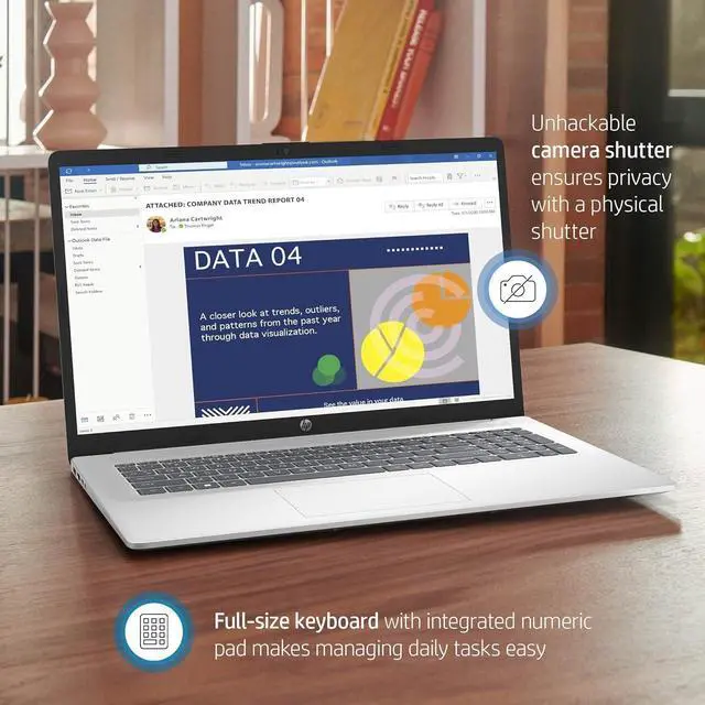 Alt view image 3 of 7 - HP 17 inch Laptop, Microsoft Office Lifetime License & Windows 11 Pro, 17.3" FHD Display, AMD Ryzen 5 7430U, AMD Radeon Graphics, Anti-Glare,Wi-Fi 6 (64GB RAM | 1TB SSD)