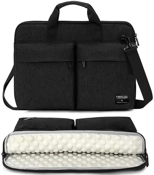 Main image of KINGSLONG 17-17.3 inch Slim Laptop Bag, Computer Carrying Case with Shoulder Strap, Notebook Handbag Cover for Men Women Fits Acer Asus Lenovo HP Toshiba Black