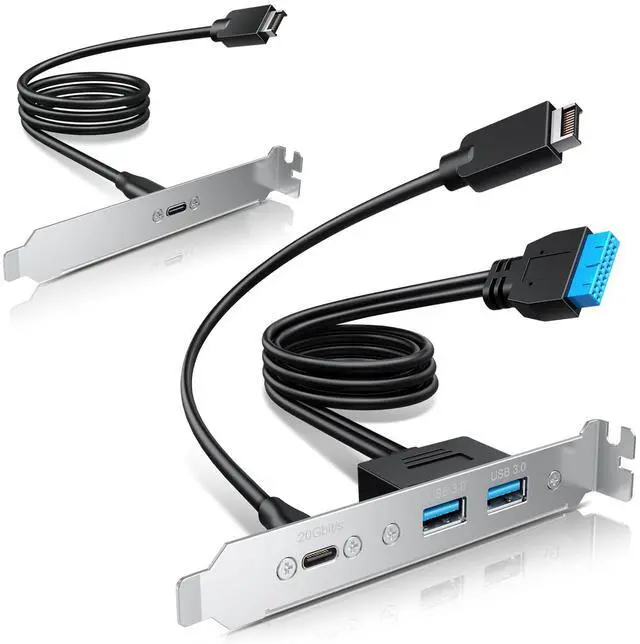 Main image of GRAUGEAR 20Gbps USB3.2 Gen2x2 USB-C Front Panel Adapter, Motherboard Header Extension Cable, USB-C and USB to 20-pin USB Type-E A-Key and 19-pin USB3.0 Connector with PCIe Bracket
