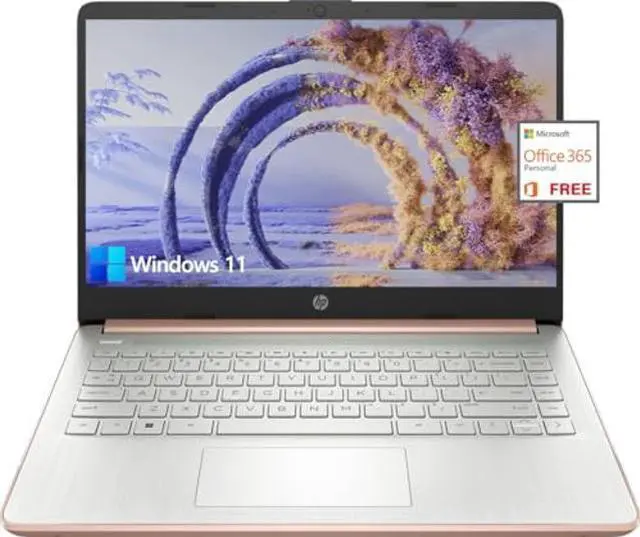 Main image of HP 14 inch Laptop Computer,Thin Lightweight 14 Laptop College Student,Intel Notebook Computer PC,8GB RAM 64GB eMMC+128GB SD Card,Windows 11 Laptop Microsoft Office 1Y,Camera,Long BatteryLife,Rose Gold
