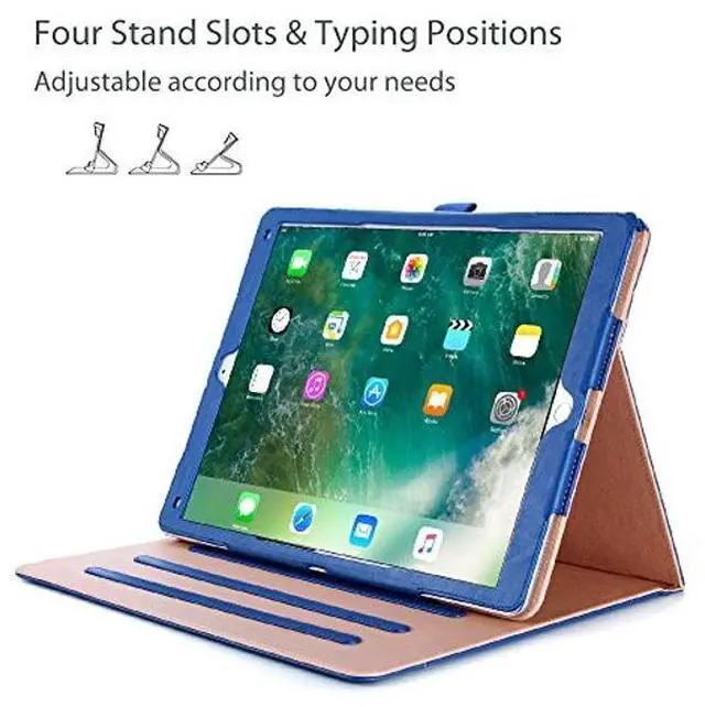 Alt view image 4 of 5 - ProCase for iPad Pro 12.9 2017/2015 Case (1st & 2nd Generation), Stand Folio Case Cover for iPad Pro 12.9 Inch (Old Model 2017/2015), with Multiple Viewing Angles, Pencil Holder -Navy Blue