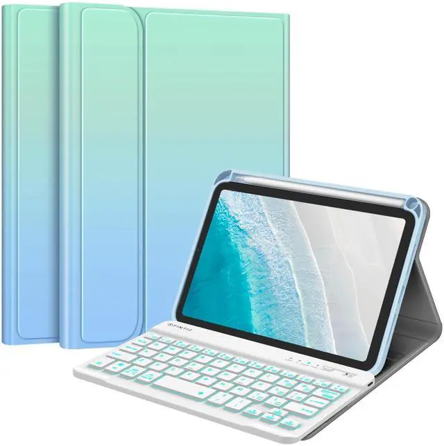 Main image of FINTIE Keyboard Case for iPad mini (A17 Pro) 7th Generation 2024 / iPad mini 6th Gen 8.3 Inch, Soft TPU Back Cover with Magnetically Detachable Wireless Bluetooth Keyboard, Backlight/Seaside Ombre