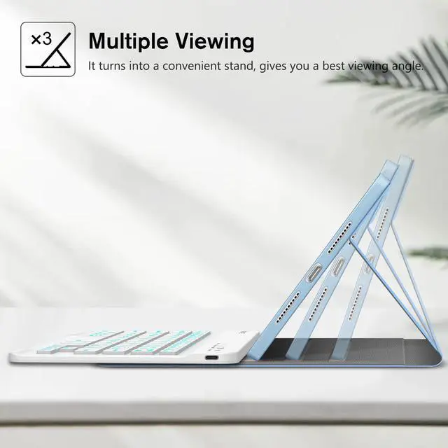 Alt view image 4 of 5 - FINTIE Keyboard Case for iPad mini (A17 Pro) 7th Generation 2024 / iPad mini 6th Gen 8.3 Inch, Soft TPU Back Cover with Magnetically Detachable Wireless Bluetooth Keyboard, Backlight/Seaside Ombre