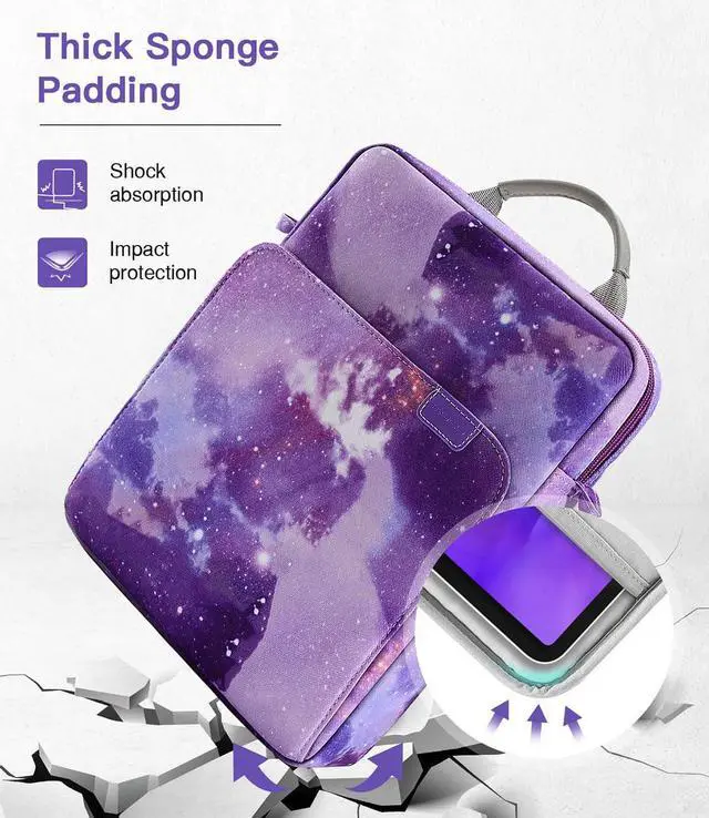 Alt view image 4 of 5 - MoKo 9-11 Inch Tablet Sleeve Bag Handle Carrying Case with Shoulder Strap Fits 11inch iPad Air M3, iPad A16 2025, iPadPro 11", iPad109/8/7th Gen 10.2, Air 5/4th 10.9, Tab S8/S9 11",Purple Starry