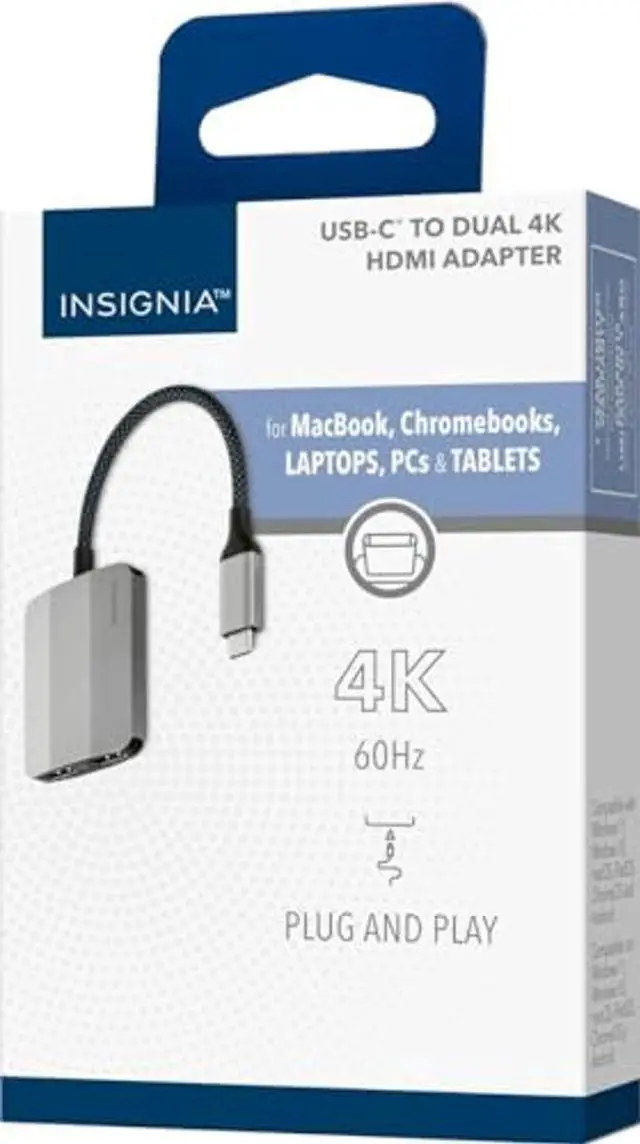 Alt view image 4 of 4 - INSIGNIA USB-C to Dual 4K HDMI Adapter