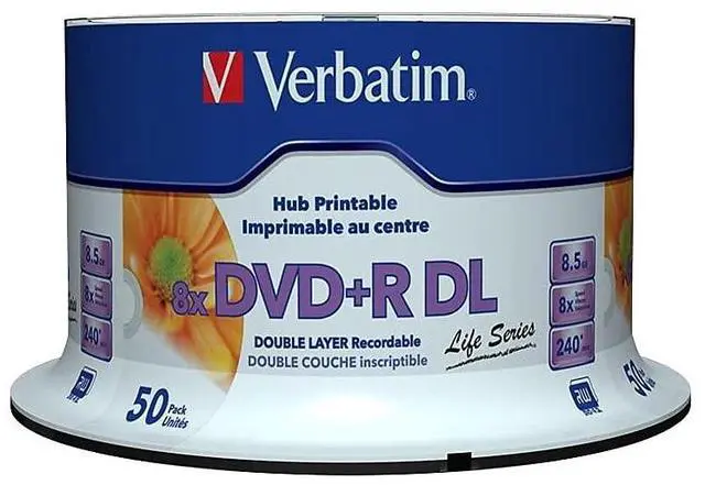 Alt view image 4 of 5 - Verbatim DVD+R Double Layer 8X 8.5GB