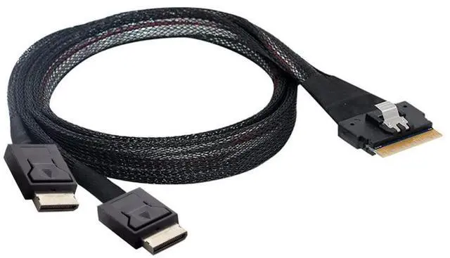 Main image of xiwai PCI-E Ultraport Slimline SAS Slim 4.0 SFF-8654 8i 74pin to Dual Oculink SFF-8611 Cable 50cm PCI-Express