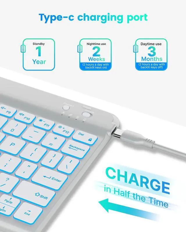 Alt view image 5 of 5 - typecase Folio Keyboard Case for iPad 10th Gen 10.9 inch (2022) and iPad 11th (A16, 2025), Magnetic Wireless Detachable Keyboard, 7-Color Backlight, Thin & Light, Pencil Holder - Gray