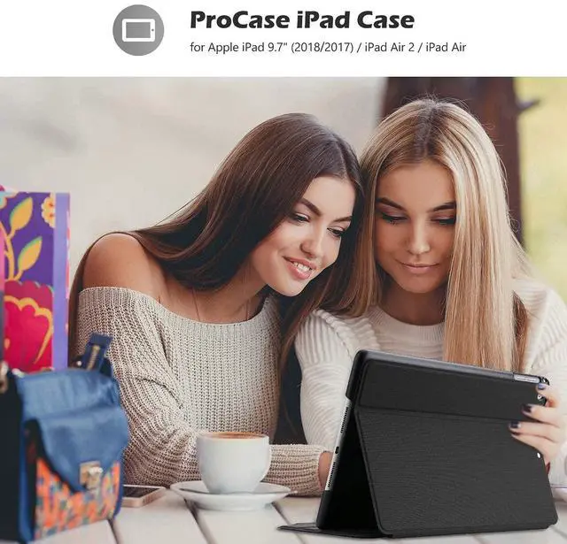 Alt view image 3 of 5 - ProCase Slim Stand Folio Case Bundle with Kid Case for iPad 9.7 (2018 & 2017, Old Model) / iPad Air 2 / iPad Air