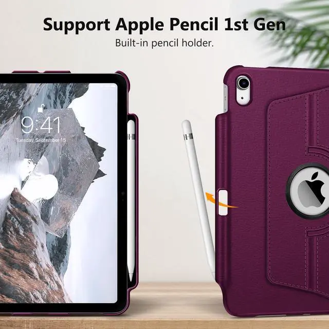 Alt view image 5 of 5 - Fintie 360 Degree Rotating Case for iPad (A16) 11th Generation 11 Inch (2025), iPad 10th Generation 10.9 Inch (2022 Tablet + Soft Neoprene Zipper Carrying Bag for Apple Pencil (1st and 2nd Generation)