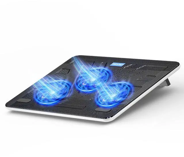 Main image of TECKNET Laptop Cooling Pad, Portable Slim Quiet USB Powered Laptop Notebook Cooler Cooling Pad Stand Chill Mat with 3 Blue LED Fans, Fits 12-17 Inches (White)