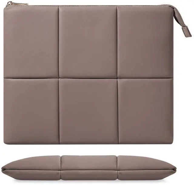 Main image of MoKo 9-11 Inch Puffy Tablet Sleeve Bag Fit with New 11-inch iPad Pro M4/iPad Air M2, iPad 10th Gen 10.9, iPad Pro 11, iPad Air 4/5th Gen 10.9, Built-in Elastic Band, PU Leather Carrying Case, Coffee