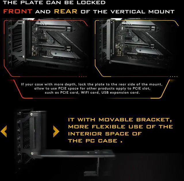 Alt view image 5 of 5 - EZDIY-FAB Vertical Graphics Card Holder Bracket with ARGB 5V 3Pin LED,GPU Mount,Video Card VGA Support Kit with PCIE3.0 Riser Cable- Black