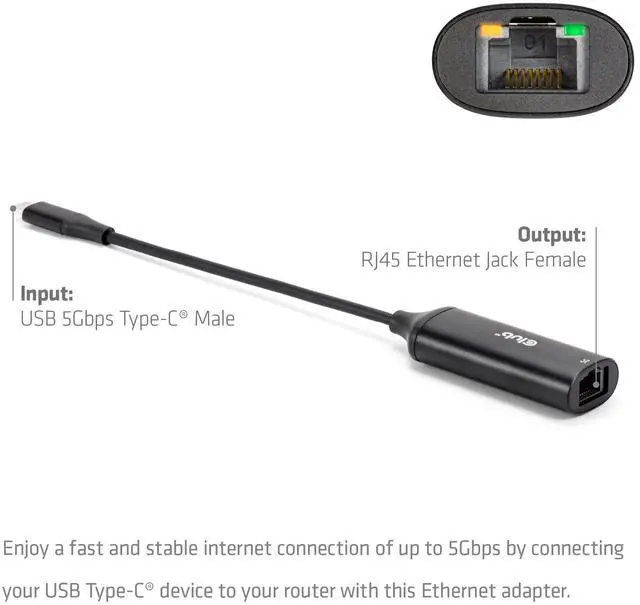 Alt view image 4 of 5 - Club3D CAC-2530 USB 5Gbps Type-C(r) to RJ45 Ethernet M/F