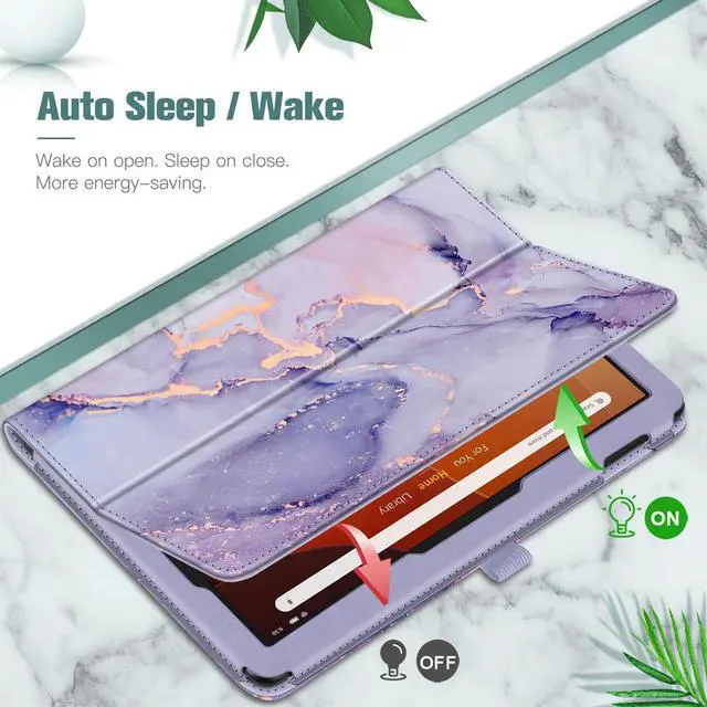 Alt view image 3 of 5 - Fintie Folio Case for All-New Amazon Fire HD 10 and 10 Plus Tablet (13th/11th Generation, 2023/2021 Release) - Slim Fit Standing Cover with Auto Sleep/Wake, Lilac Marble