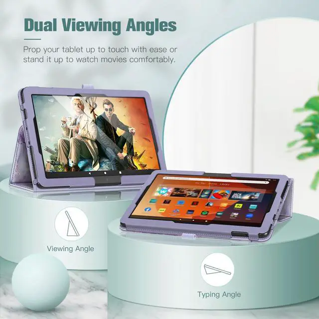 Alt view image 4 of 5 - Fintie Folio Case for All-New Amazon Fire HD 10 and 10 Plus Tablet (13th/11th Generation, 2023/2021 Release) - Slim Fit Standing Cover with Auto Sleep/Wake, Lilac Marble