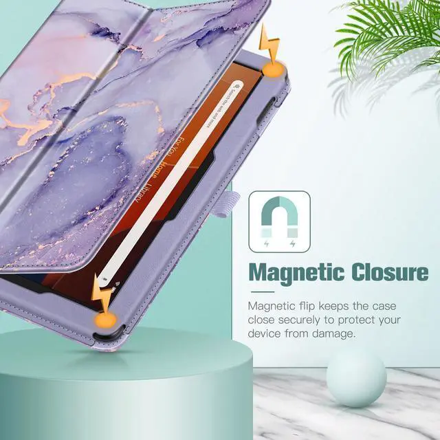 Alt view image 5 of 5 - Fintie Folio Case for All-New Amazon Fire HD 10 and 10 Plus Tablet (13th/11th Generation, 2023/2021 Release) - Slim Fit Standing Cover with Auto Sleep/Wake, Lilac Marble