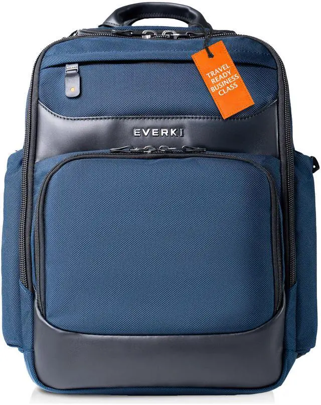 Main image of Everki Onyx Premium Business Executive Laptop Backpack - Ballistic Nylon and Leather Office Backpack Laptop Bag, Travel Friendly Office Bagpack, Dedicated Compartment up to 15.6 Inch (EKP132N), Navy