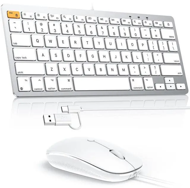 Main image of OMOTON Wired Keyboard and Mouse Compatible with Mac, with Dual Interface (Type-C and USB) Keyboard Compatible with MacBook Pro/Air, iMac, Mac mini/Pro Laptop