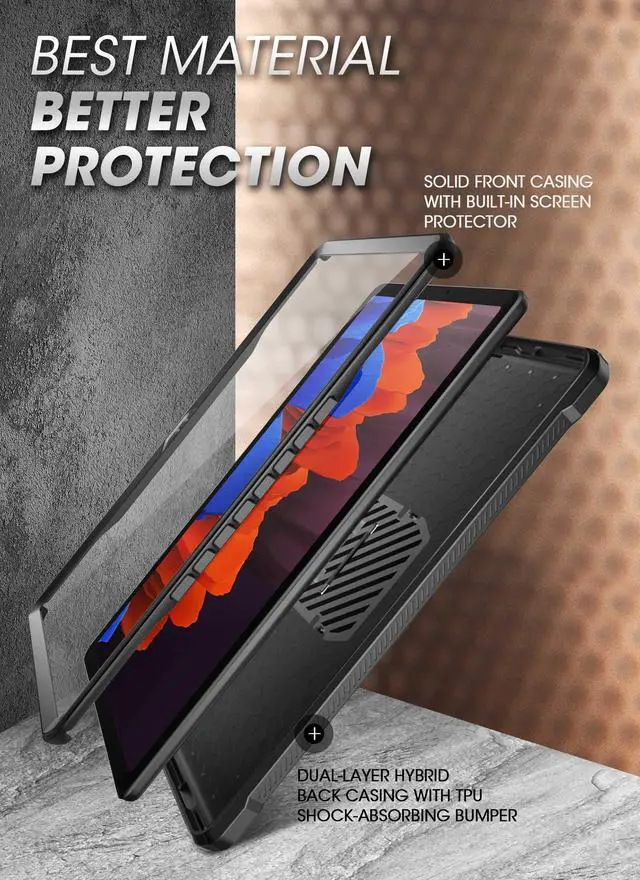 Alt view image 3 of 5 - SUPCASE for Galaxy Tab A7 Case with Stand (Unicorn Beetle Pro), [Built-in Screen Protector] Full-Body Shockproof Anti-Scratch Heavy Duty Protective Tablet Case for Samsung Tab A7 10.4 Inch, Black