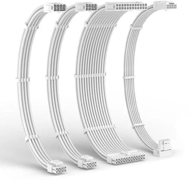 Main image of LTC 12VHPWR PSU Cable Extension Kit, 16AWG PCI-E 5.0 Power Supply PC Cable Extension, 1x24 Pin ATX / 2X 8Pin(4+4) EPS / 1x 12+4 Pin GPU, Soft Braided Sleeve Cable Combs, 300mm