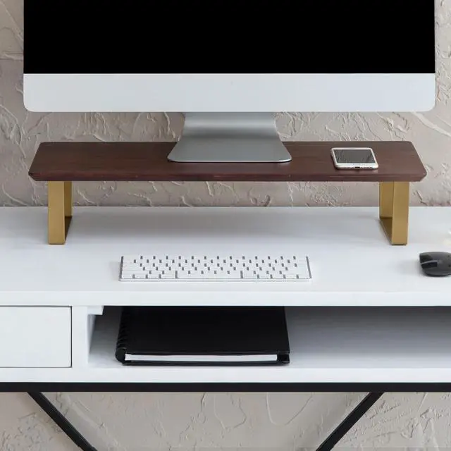 Main image of Anji Mountain Monitor Stand - Desktop Organizer & Laptop Riser, Ergonomic Monitor Riser, Space-Saving Monitor Stand for Desk, Durable Construction, Easy Assembly, Ideal for Home & Office,Walnut
