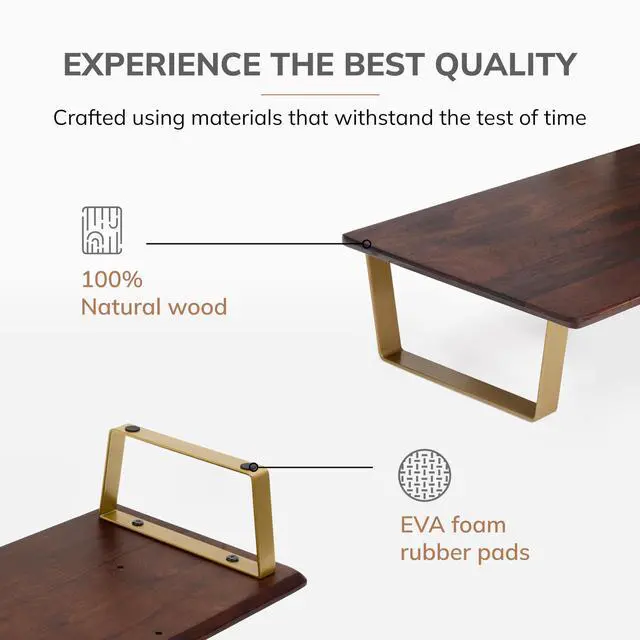 Alt view image 2 of 5 - Anji Mountain Monitor Stand - Desktop Organizer & Laptop Riser, Ergonomic Monitor Riser, Space-Saving Monitor Stand for Desk, Durable Construction, Easy Assembly, Ideal for Home & Office,Walnut