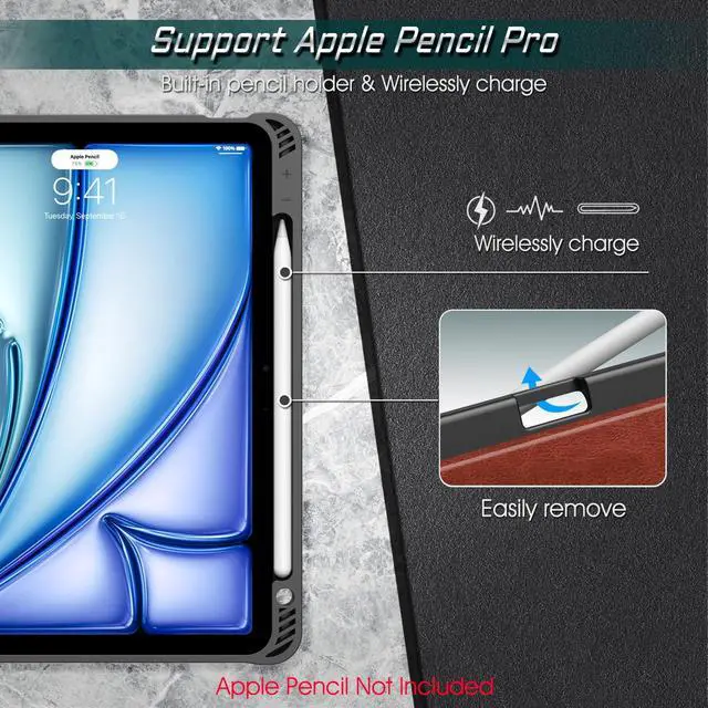 Alt view image 3 of 5 - Fintie Magnetic Stand Case for iPad Air 11-inch M3 (2025) / M2 (2024), iPad Air 5th (2022) / 4th Generation (2020) 10.9 Inch - Multiple Angles Shockproof TPU Cover with Pencil Holder, Brown
