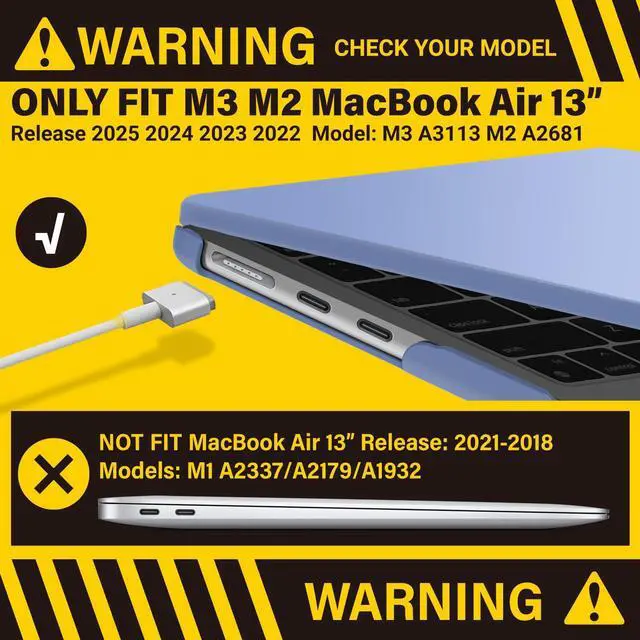 Alt view image 3 of 5 - IBENZER Compatible with 2025 2024 2023 2022 MacBook Air 13 inch case M4 A3240 M3 A3113 M2 A2681, Hard Shell Case & Sleeve & Keyboard Cover & Type-C Adapter for Mac Air 13.6, Serenity Blue, KK-SRL+3