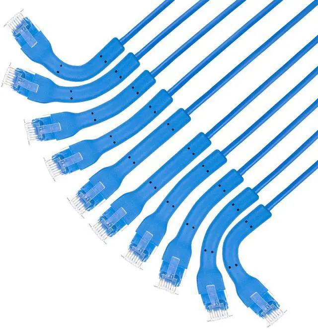 Main image of Intellinet FlexiBoot Slim Cat6 Ethernet Network Patch Cable - 10-Pack - 10Gbps & 250MHz, Flexible Bendable Boot, 32AWG Pure Bare Copper Wire, Gold-Plated Contacts - 14ft, Blue