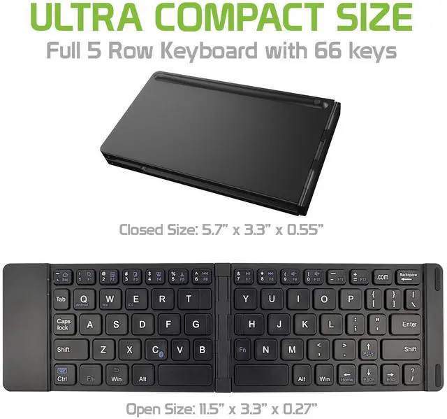 Alt view image 5 of 5 - Cellet Ultra Slim Folding Wireless Keyboard for Smartphones, Computers, Tablets, Laptops - for iPhone 15 Pro Max Plus 14 13 12 11 Galaxy Z Fold, Z Flip iPad, iPad Air, Pro, Mini, Google Pixel