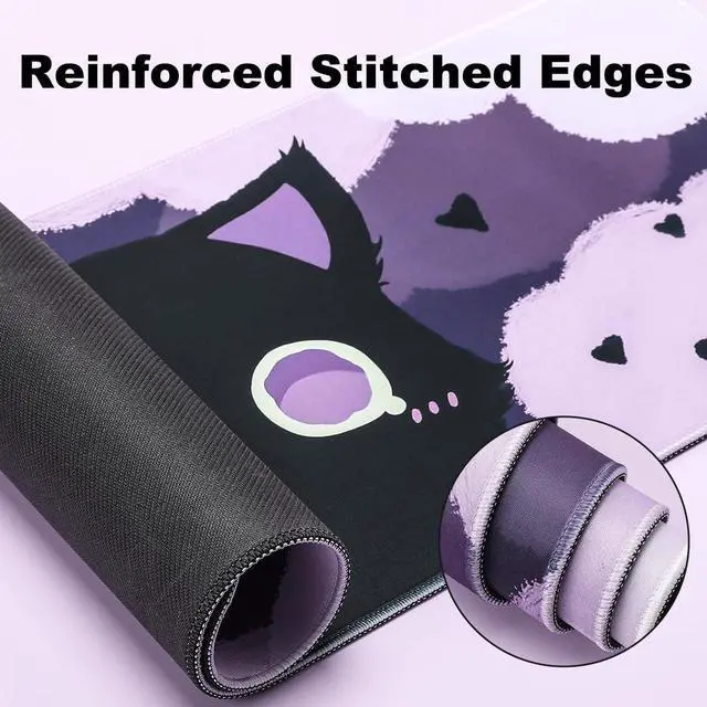 Alt view image 5 of 5 - YUNZII Keynovo Gaming Mouse Pad, Large Mouse Pad, Non-Slip 4mm Laptop Gaming Desk Pad for Office and Home(Black cat, 31.49'' x 11.8'')