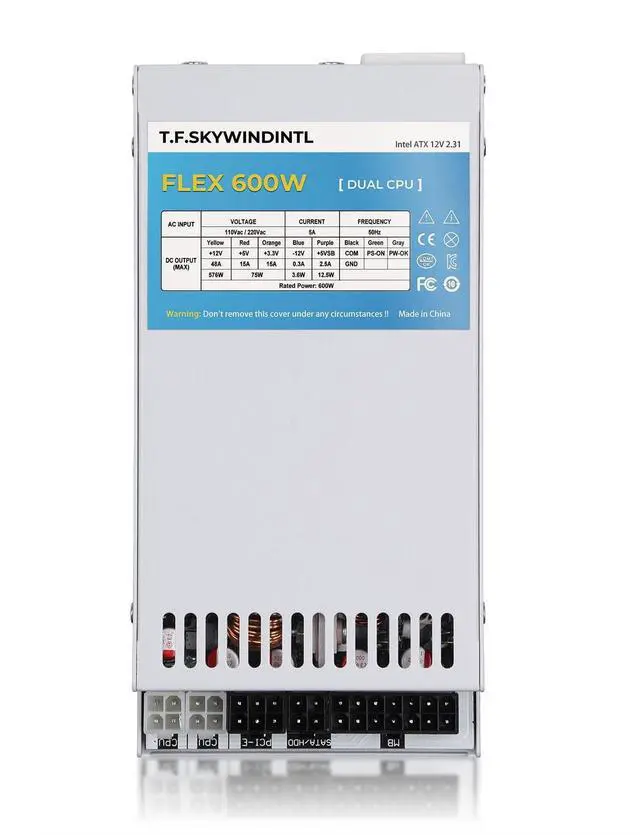Alt view image 4 of 5 - T.F.SKYWINDINTL Flex ATX Power Supply 600W Dual CPU Connector Modular PSU Full Voltage 110/220V Ultra-Quiet 20+4Pin for Desktop PC Server POS AIO System White