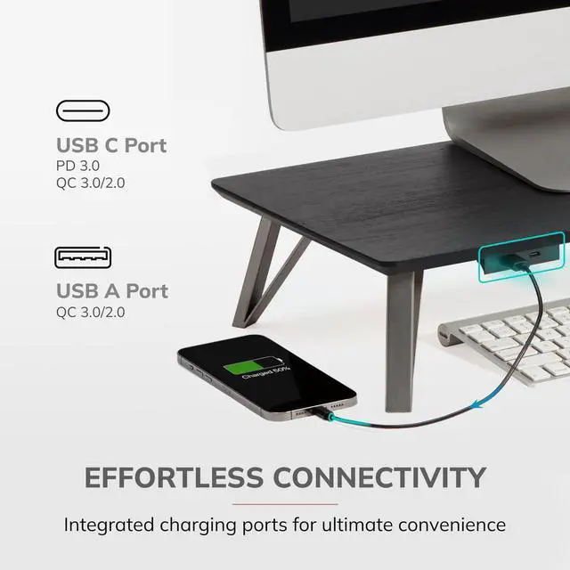 Alt view image 3 of 5 - Anji Mountain Monitor Stand - Desktop Organizer & Laptop Riser, Ergonomic Monitor Riser, Space-Saving Monitor Stand for Desk, Durable Construction, Easy Assembly, Ideal for Home & Office,Black