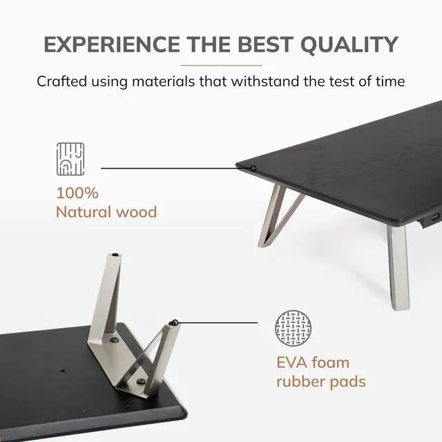 Alt view image 2 of 5 - Anji Mountain Monitor Stand - Desktop Organizer & Laptop Riser, Ergonomic Monitor Riser, Space-Saving Monitor Stand for Desk, Durable Construction, Easy Assembly, Ideal for Home & Office,Black