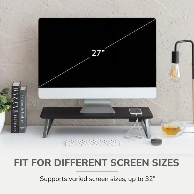 Alt view image 5 of 5 - Anji Mountain Monitor Stand - Desktop Organizer & Laptop Riser, Ergonomic Monitor Riser, Space-Saving Monitor Stand for Desk, Durable Construction, Easy Assembly, Ideal for Home & Office,Black