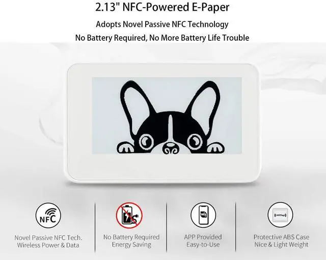 Alt view image 2 of 5 - 2.13inch Passive NFC-Powered e-Paper, 250 x 122 Pixel ePaper Screen, Adopts Novel Passive NFC Technology No Battery Required No Messy Wiring, Wire-Less Powering & Data Transfer
