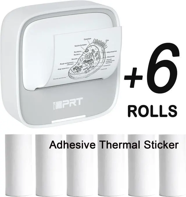 Main image of iDPRT S1 Mini Printer with 6 Rolls Thermal Sticker Paper Bundle