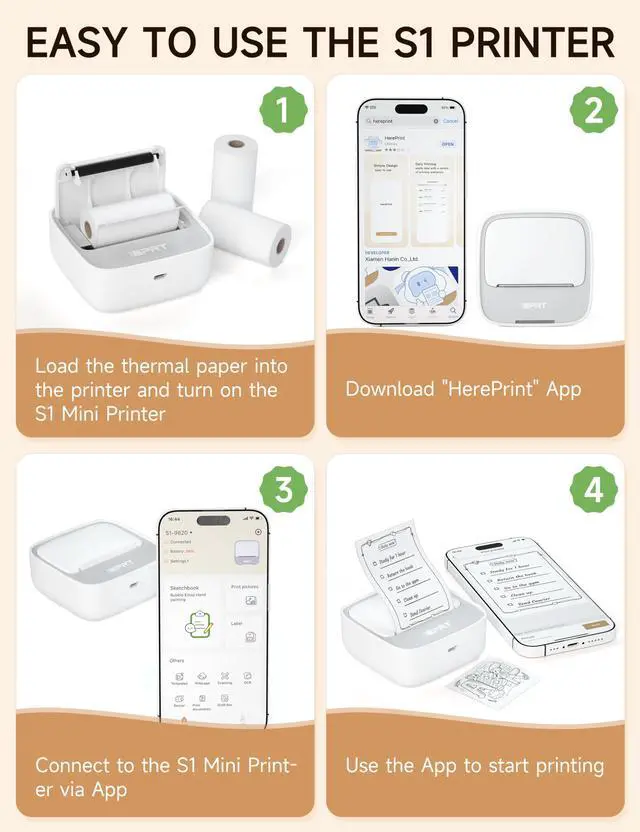 Alt view image 4 of 5 - iDPRT S1 Mini Printer with 6 Rolls Thermal Sticker Paper Bundle