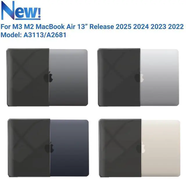 Alt view image 4 of 5 - IBENZER Compatible with 2025 2024 2023 2022 MacBook Air 13 inch case M4 A3240 M3 A3113 M2 A2681, Hard Shell Case & Sleeve & Keyboard Cover & Type-C Adapter for Mac Air 13.6, Crystal Black, KK-CYBK+3