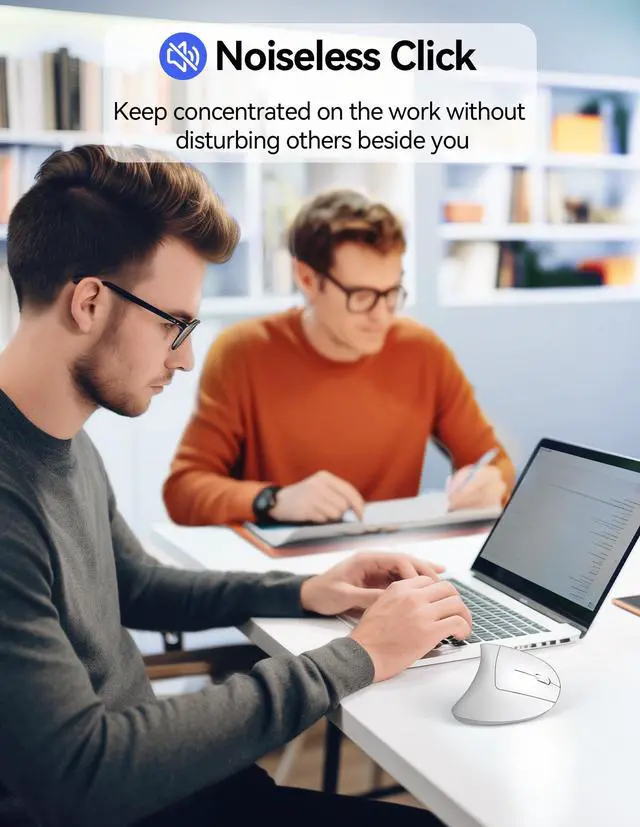 Alt view image 5 of 5 - TECKNET Ergonomic Mouse Wireless, Rechargeable Mouse Wireless Silent for Carpal Tunnel Right Hand, 2.4GHz USB Vertical Mouse Wireless for Laptop, 5 Adjustable 4800 DPI, Computer, MacBook, Desktop