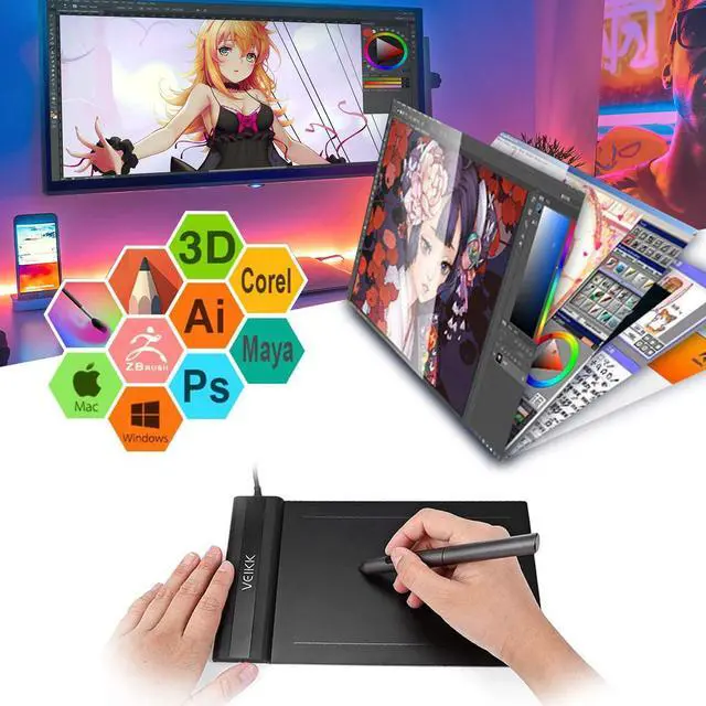 Alt view image 4 of 5 - Graphics Drawing Tablet VEIKK S640 6x4 Inch Portable OSU Tablet with 8192 Levels Battery-free Stylus Pen for Digital Art&Animation,compatible with PC/Mac/Linux/Windows