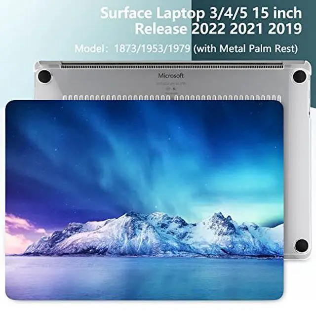 Alt view image 2 of 5 - Batianda Premium Laptop Case for 15" Microsoft Surface Laptop 5 4 3 with Metal Palm Rest Designed Clear Protective Plastic Hardshell & Keyboard Cover & Screen Protector, Aurora