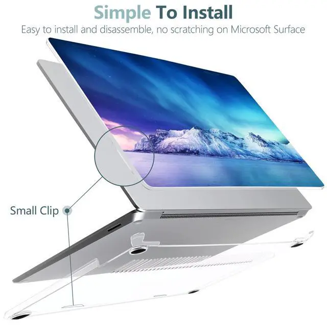 Alt view image 4 of 5 - Batianda Premium Laptop Case for 15" Microsoft Surface Laptop 5 4 3 with Metal Palm Rest Designed Clear Protective Plastic Hardshell & Keyboard Cover & Screen Protector, Aurora