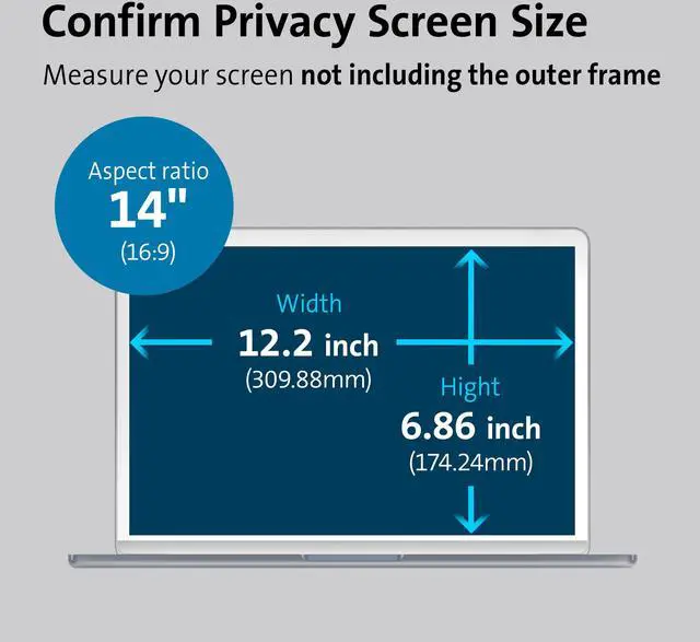 Alt view image 2 of 5 - Kensington MagPro(tm) Magnetic Laptop Privacy Screen 14 inch, Removable 16:9 Laptop Privacy Filter, Anti-Glare, Blue Ray Reduction, Compatible with HP/Dell/Acer/Asus/Samsung/Lenovo (K58352WW)